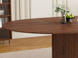 59" Extendable Oval Dining Table Set with 4 Walnut Chairs, 47-59" Rail-Free Expandable Table & 50928517