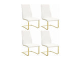 Set of 4 Leatherette Upholstered Dining Chairs, White and Gold B016P224737