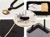 Faux Fur Storage Ottoman Vanity Stool with Metal Legs, Anti-Slip Feet, and Hidden Storage, 16.5" x 03652854