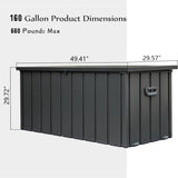 160 Gallon Outdoor Storage Deck Box Waterproof, Large Patio Storage Bin for Outside Cushions, Throw W1859131834