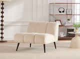 24.4" Wide Modern Upholstered Armless Chair with Black Metal Legs, Velvet Accent Chair for Living W3098P308777