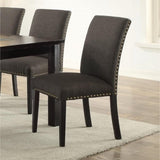 ZNTS Dining Room Chairs Ash Black Polyfiber Nail heads Parson Style Set of 2 Side Chairs Dining Room B01153265