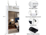 Full Mirror Wooden Wall Mounted 4-Layer Shelf 2 Drawers With Inner Mirror 8 Blue LED Light Jewelry 20257900