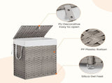 Laundry Hamper, No Installation Required, with Removable Liner, 90 Liter Hand-Woven Synthetic Rattan 80131302