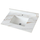 37 Inch Marble Vanity Top, Bathroom Vanity Top with Undermount Rectangular Middle Sink and 4" Height 11940438