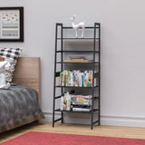 ZNTS WTZ Book Shelf, Black Bookshelf, Ladder Bookcase, 4 Tier Tall Book case for Bedroom, Living Room, 97410687