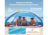 Beach Tent for 3 People, UPF 50 Sun Protection, Portable Sun Shelter with Carry Bag & Sand Pockets, 82732210