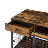 ZNTS Furniture Dog Cage Crate with Double Doors. Antique Brown,38.78'' W x 27.36'' D x 32.17'' H. W1903P151311