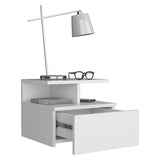 Adele Floating Nightstand , End Table, Side Table Drawer, Open Top Shelves -White B07092133
