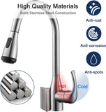 Single Handle High Arc Brushed Nickel Pull Out Kitchen Sink Faucet with 4 Spraying Modes,Single 26405132