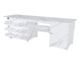 57.5" Foldable Sewing Machine Table with Locking Casters, Multi-Storage Craft Station with Shelves, 62895013