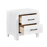 ZNTS Modern White Finish 1pc Nightstand of 2x Drawers Black Hardware Wooden Bedroom Furniture B011P146407