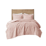 Twin Embroidered Medallion Faux Fur Ultra Plush Comforter Mini Set B03597036