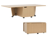 48" Foldable Coffee Table Extendable Center Table With Storage Cabinets & Wheels - Oak 78605973