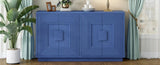 TREXM Vintage Distressed 4-Door Sideboard with Adjustable Shelves and Geometric Pattern for Dining GL-N715P198323M