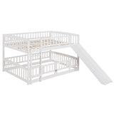 ZNTS Bunk Bed with Slide,Full Over Full Low Bunk Bed with Fence and Ladder for Toddler Kids Teens White 37938086