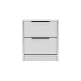 Kaia Nightstand , End Table, Side Table Two Drawers, Metal Handle -White B20091876