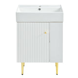 21.6" white Bathroom vanity, Combo Cabinet, Bathroom Storage Cabinet, Single Ceramic Sink, Right 79483389