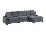 Living Room Furniture 1pc Ottoman Dark Gray Corduroy Soft Cushion Cocktail Ottoman Wood Legs B011P211061