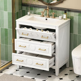 30'' Bathroom Vanity with Ceramic Sink Combo, Free Standing Single Vanity Set with 3 Drawers, Solid N710P246209K