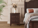 2-Drawer Nightstand for Bedroom, Mid Century Retro Bedside Table with Classic Design,Dark Walnut WF308187AAD