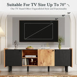 Mid Century TV Stand 3 Cabinets, Media Console Table for TVs up to 70'', Entertainment Center N710P180186B