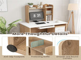 Natural Desktop Bookshelf for 27''/68.58cm Monitor, 93.9825.4073.66cm Engineered Wood Desk Hutch 81621000