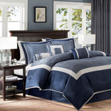 7 Piece Comforter Set Navy Cal King B03596972