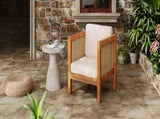 Acacia Wood Outdoor Club Chair with Wicker Armrest and Beige Cushions,400 lbs Capacity N779P359686B