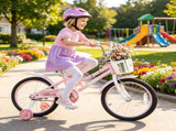 18 Inch Kids Bike for 4-8 Years Old Girls, Dual Brake Kids Bicycle with Training Wheels & Kickstand, 55576126