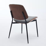 A&A Furniture, Dining Chairs Set of 2 Mid Century Modern Retro Faux Leather Chair with Walnut W1143P191787