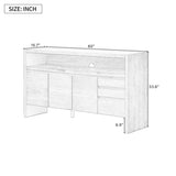 U_Style 60" 3-Door Sideboard with 3 Drawers - Modern Solid Ash Veneer MDF Sideboard, Semi-Open Shelf N711P289141B