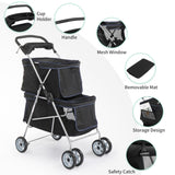 ZNTS Pet Stroller for 2 Dogs and Cats, Double 4 Wheel Cat Pet Carriers Bag Jogger for Small Medium Pets, 11499507