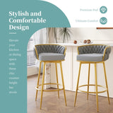 Swivel Counter Height Bar Stools Set of 2,31.5"Bar Height Stools with Hand-Woven Backrest & Gold N762P216979E