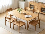 55 Inch Solid Rubber Wood Dining Table, Mid-Century Modern Kitchen Table with Rounded Edge, 4-6 08683094