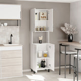Linden 76,8" Tall Two Double Door Cabinet Kitchen Pantry with Hutch and Five Shelves, Microwave B200P286966