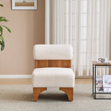 Modern Boucle Lounge Chair with Solid Wood Frame and Rolled Backrest, Soft and Durable Boucle N767P256409B
