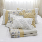 6 Piece Cotton Percale Quilt Set with Throw Pillows Yellow Full/Queen B035129026