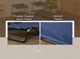 Blue Set of 2 Outdoor Lounge Chairs Reclining Back, Steel Frame with Side Pocket for Poolside 39831180