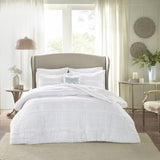 5 Piece Microfiber Ruffled Comforter Set White Queen B03596865