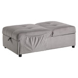 ZNTS Modern Lift Top Storage Bench with Pull-out Bed 1pc Brownish Gray Velvet Tufted Solid Wood Furniture B011P170006