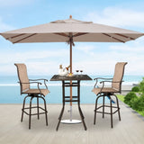 Patio Bar Height Table, All-Weather Cast Aluminium Square Bar Bistro Table with 2" Umbrella Hole, 72740322