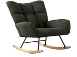Teddy Fabric Wingback Glider Rocker with Side Storage Pocket, Soft Comfy Nursing Rocking Chair, 75138355