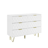 ZNTS Modern white 6 Drawers Bedroom,Wooden drawers with Gold Handles, Chest Dresser with Deep Drawers 99447169