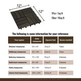 Acacia Wood Interlocking Deck Tiles Checker Pattern, 30 PCS 12" x 12" Dark Brown Square Acacia W2391P287689