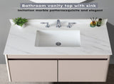 43 Inch Marble Vanity Top, White Vanity Top with Pre-drilled Faucet Holes, Bathroom Vanity Top with 02592659