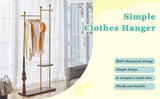 70" Tall Industrial Coat Rack for Entryway, Solid Wood & Stainless Steel Clothing Rack, Double Layer W2920P276824