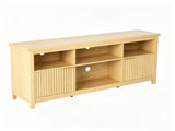 Entertainment Center TV Stand with 4 Open Cubbies & 2 Fluted Hinged Storage 90375918