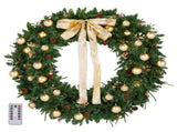 48in Pre-lit Christmas Wreath, Lighted Artificial Xmas Wreath with 150 Warm White Lights and 450 PVC 97763333