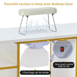 Manicure Table, Marbling Texture Nail Table with Electric Downdraft Vent,Wrist Cushion, Lockable WF315417AAK